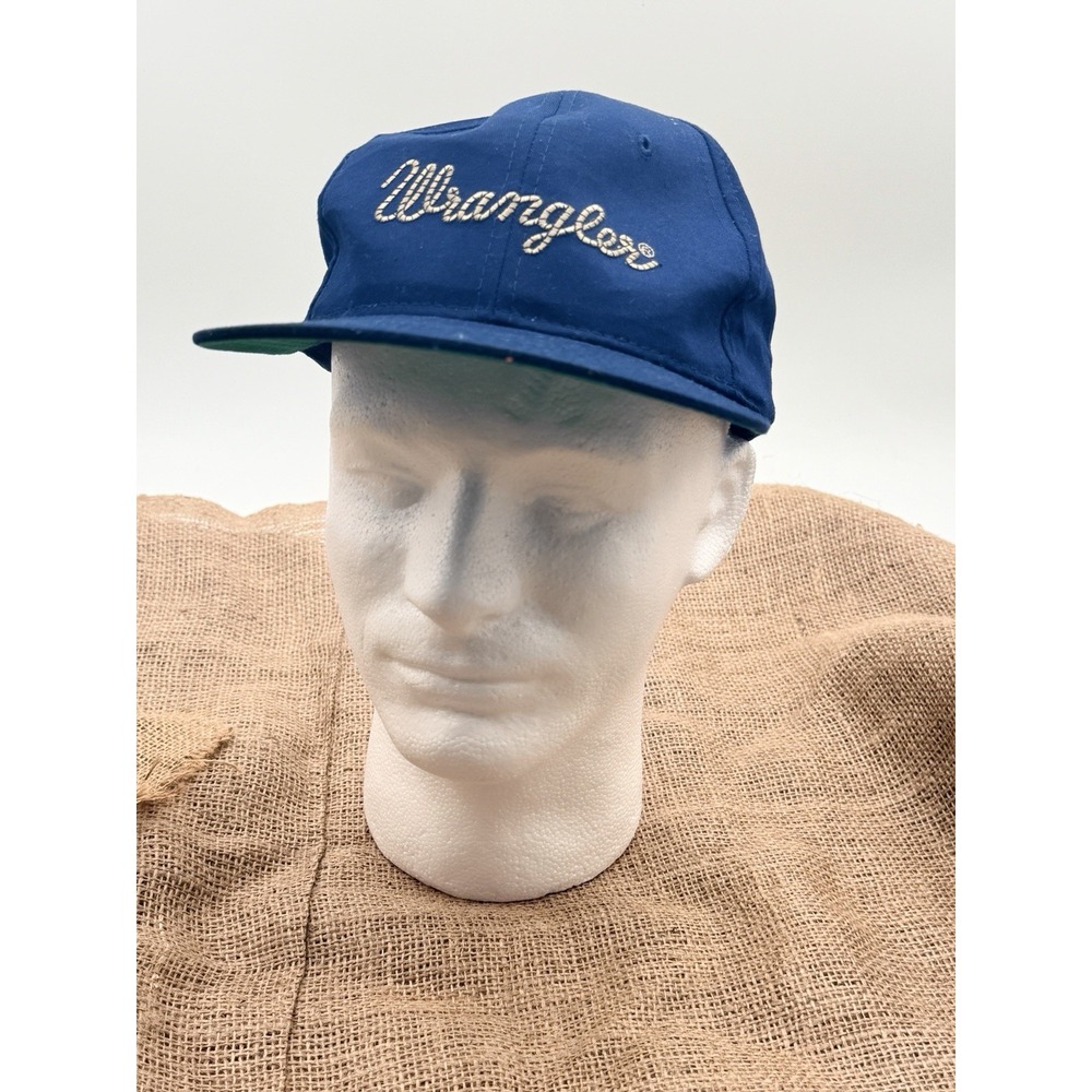 Vintage Wrangler The Western Original Navy Blue Strapback Hat Cowboy Rodeo